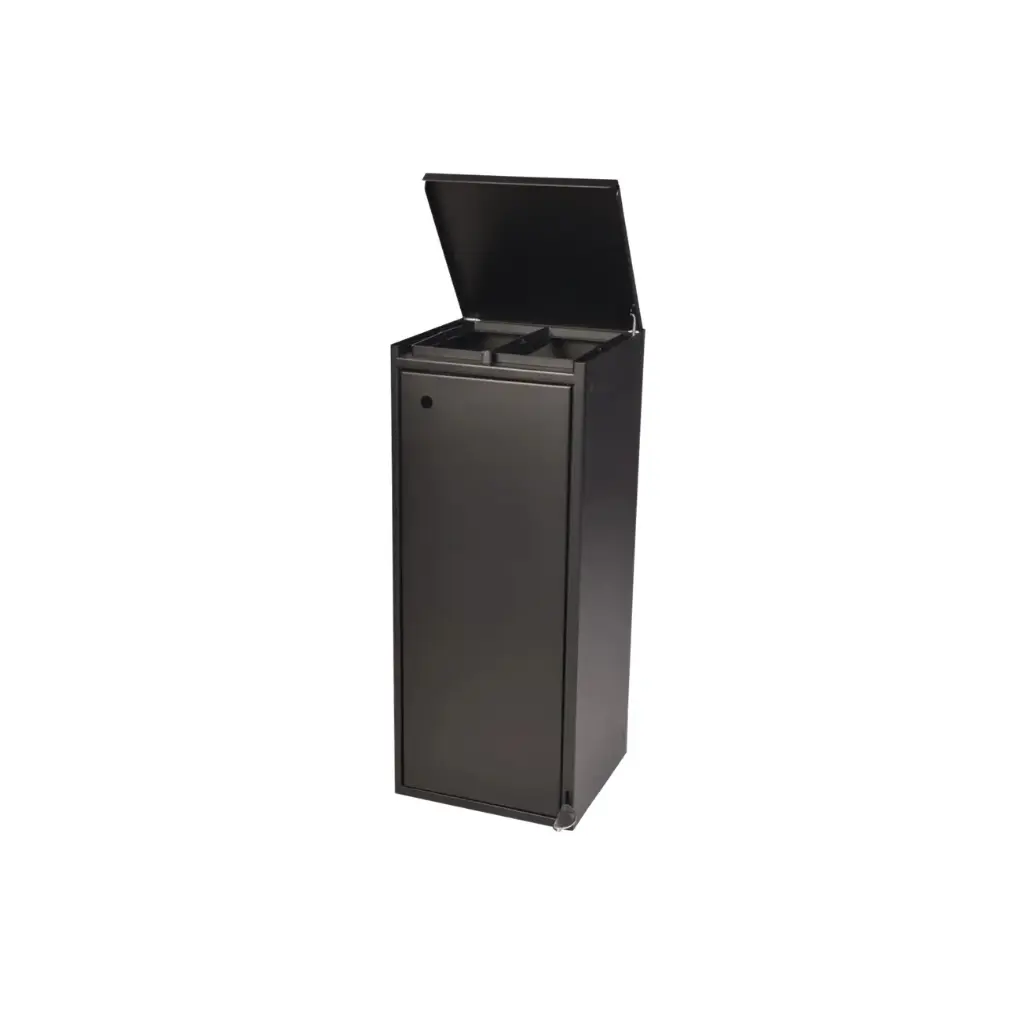 Affaldsspand m/ pedal, 2x60 ltr, sort, Tina Trolleys, (1 stk.)