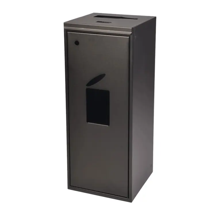 3-delt affaldsspand t/ batteri, flasker & metal, 34,5x34,5x86,5cm, sort, Tina Trolleys, (1 stk.)