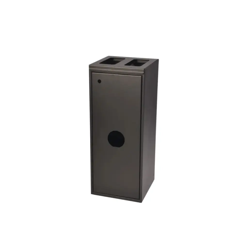 Affaldsspand m/ 2x40 ltr. & 20 ltr rum, 34,5x34,5x86,5cm, åben indkast, sort, Tina Trolleys, (1 stk.)