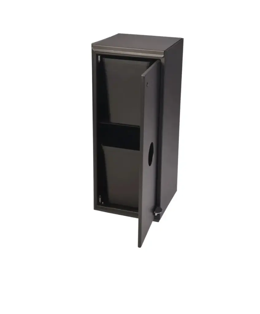 Affaldsspand m/ 2x20 ltr rum, lukket i top og åben front, m/ pedal, sort, Tina Trolleys, (1 stk.)