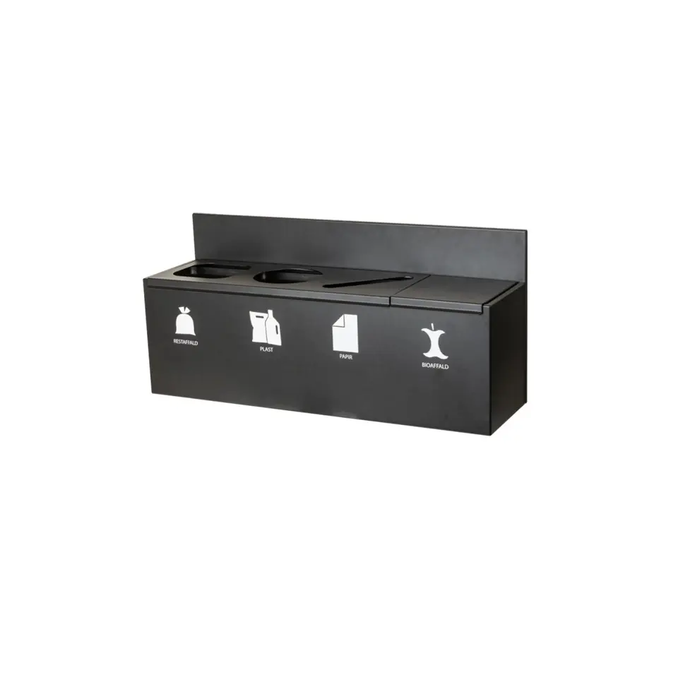 [44020] Væghængt affaldssystem, 4x15 ltr. spande, 107x34,5x49,5cm, Tina Trolleys, (1 stk.)
