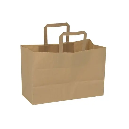 Brun papirspose med hank, 21L, 32x22x26cm, 80 g/m², (175 stk.)