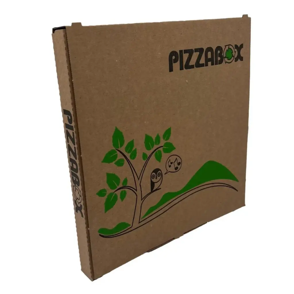 Pizzaæske, L29xH29xH3cm, brun, med tryk, (100 stk.)