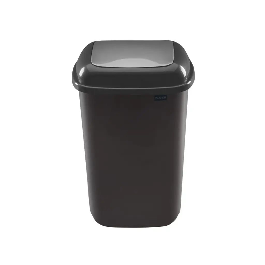 [44110] Affaldsspand m/vippelåg, 12 ltr, 35x25x27cm, sort, genanvendt plast, (1 stk.)