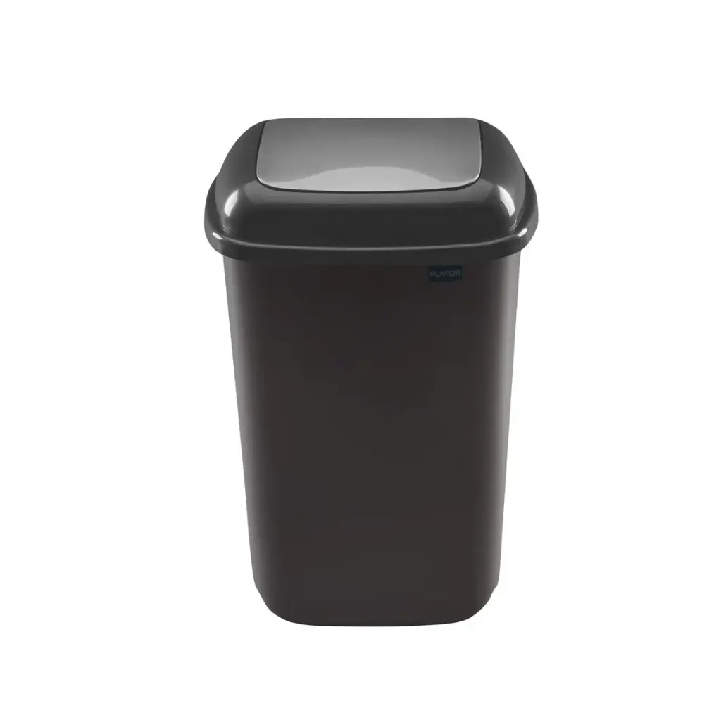 [44111] Affaldsspand m/vippelåg, 28 ltr, 49x36x29cm, sort, genanvendt plast, (1 stk.)