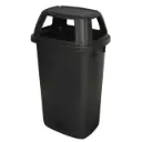 LUX affaldsspand m/ top, 90 ltr, 92x35x40 cm, 4-siders åben låg, sort, genanvendt plast, (1 stk.)