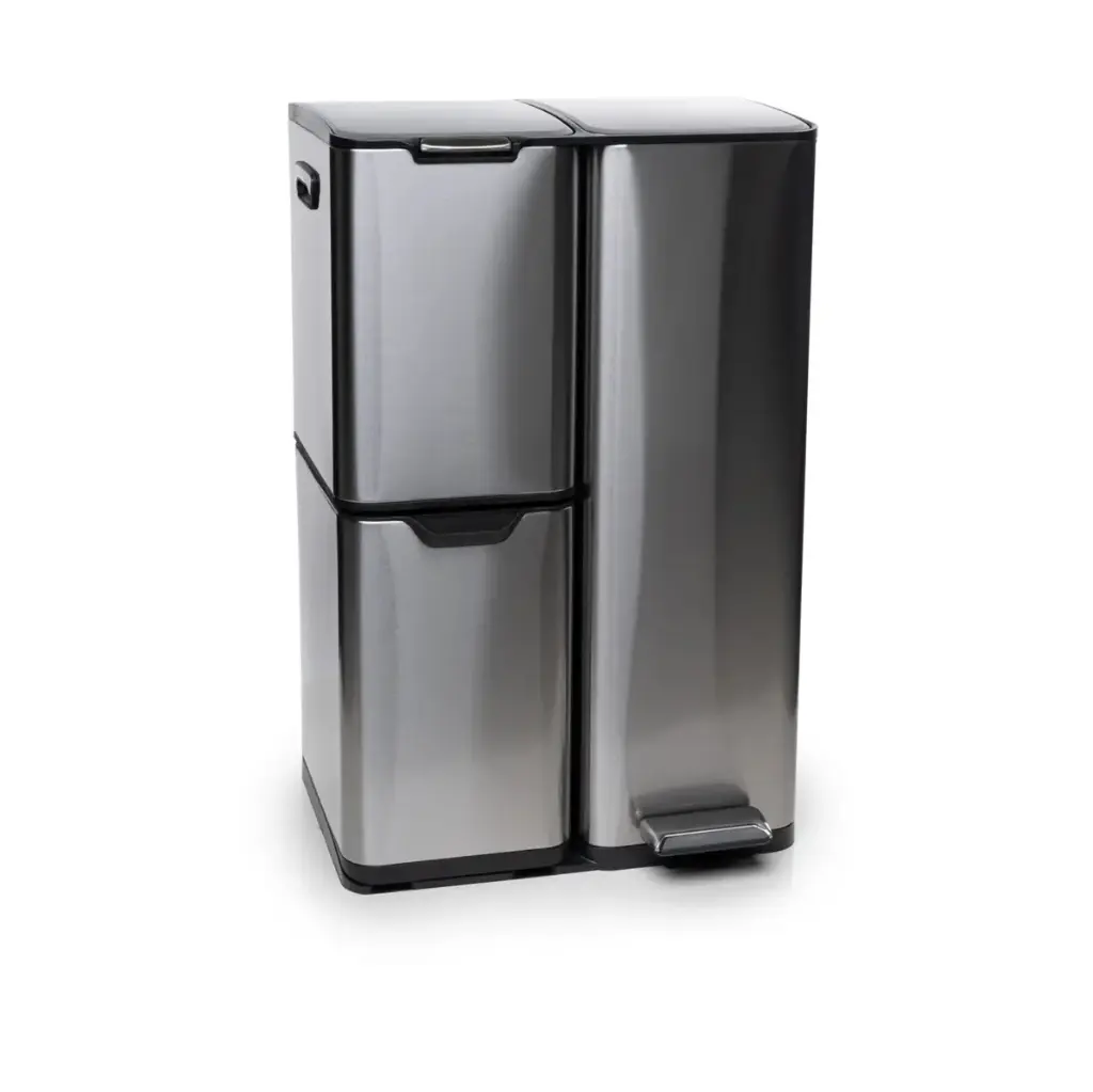 Affaldssystem m/ 3 rum (13, 17 & 30 ltr), softclose, fingertryk afvisende, Baltic, (1 stk.)