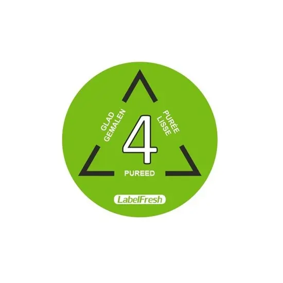 Etiketter til madkonsistensmærkning, IDDSI 4 - pureret, LabelFresh, (pk á 750 stk.)