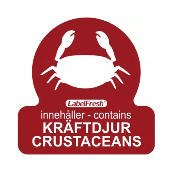 [44363] HACCP labels - allergenmærkning, skaldyr, 3x3 cm, LabelFresh, (pk á 500 stk.)