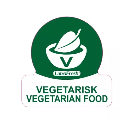 [44384] HACCP labels - allergenmærkning, vegetarisk, 3x3 cm, LabelFresh, (pk á 500 stk.)
