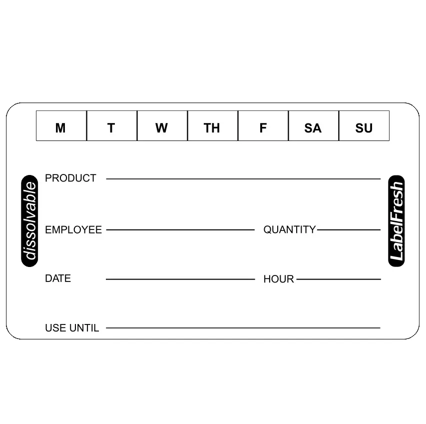 Opløselige HACCP labels, ugemærkning, 7x4cm, LabelFresh Pro, (pk á 250 stk.)