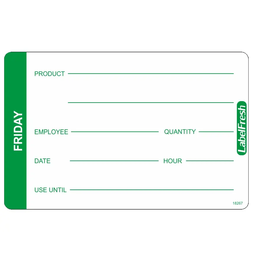 [44398] HACCP labels - ugedag - fredag, 7x4,5cm, LabelFresh Pro, (pk á 1000 stk.)