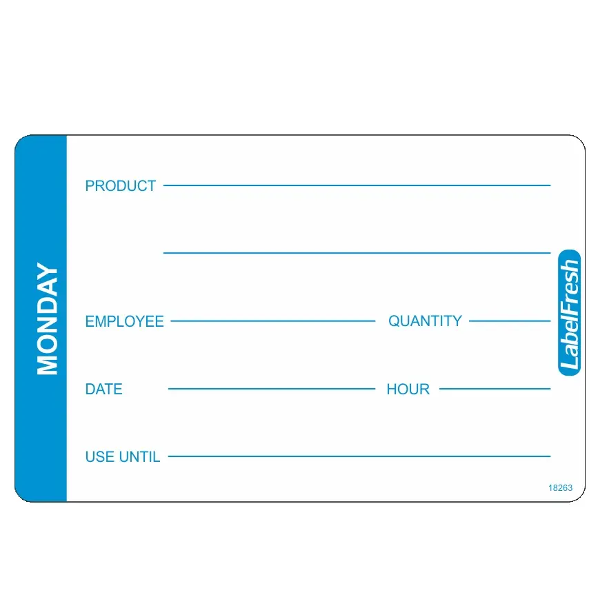 HACCP labels - ugedag - mandag, 7x4,5cm, LabelFresh Pro, (pk á 1000 stk.)