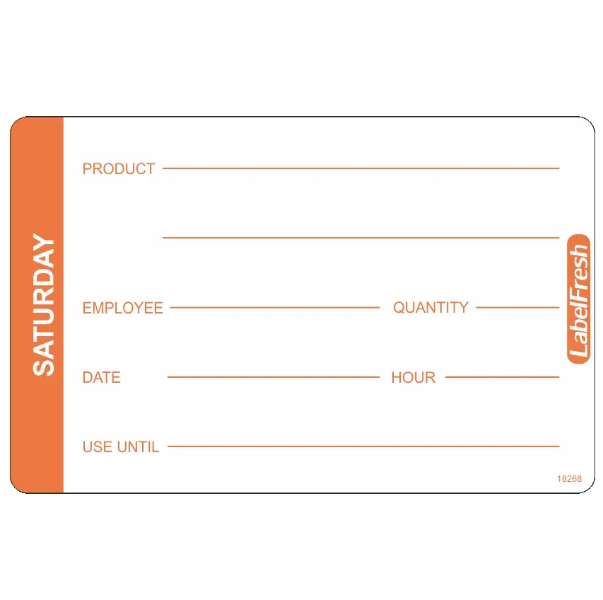 HACCP labels - ugedag - lørdag, 7x4,5cm, LabelFresh Pro, (pk á 1000 stk.)