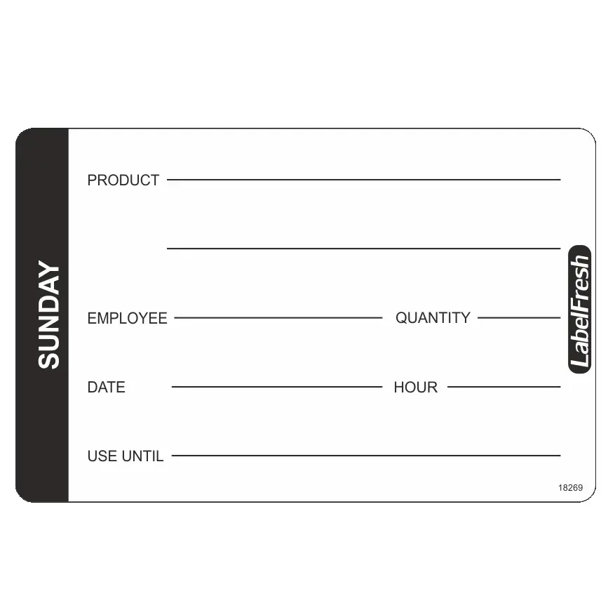 HACCP labels - ugedag - søndag,  7x4,5cm, LabelFresh Pro, (pk á 1000 stk.)