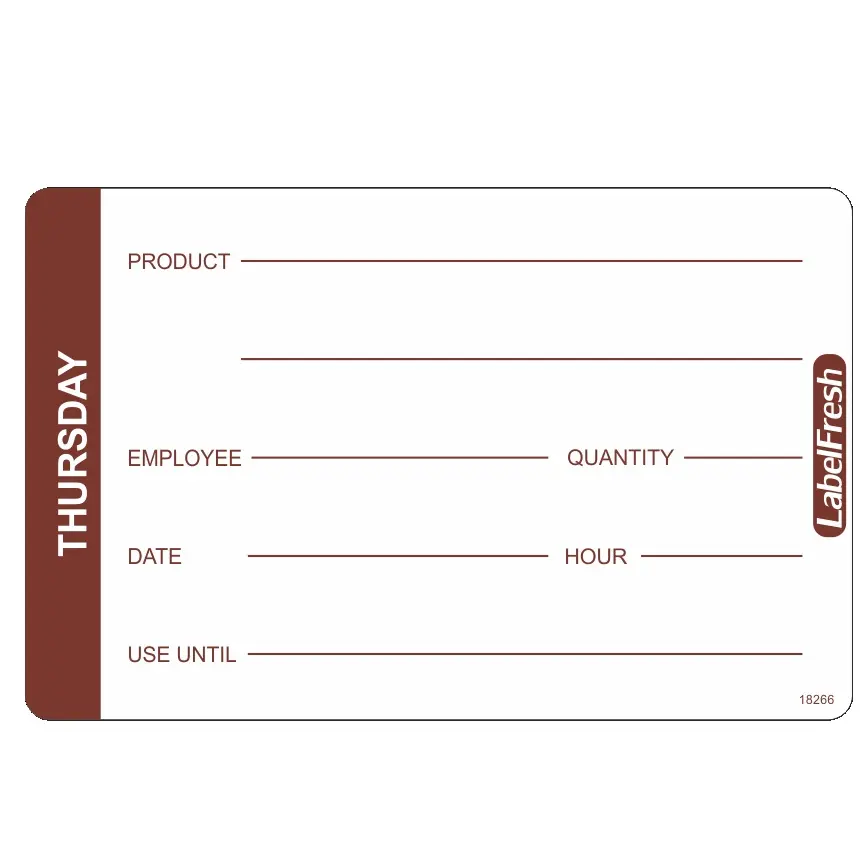 HACCP labels - ugedag - torsdag, 7x4,5cm, LabelFresh Pro, (pk á 1000 stk.)