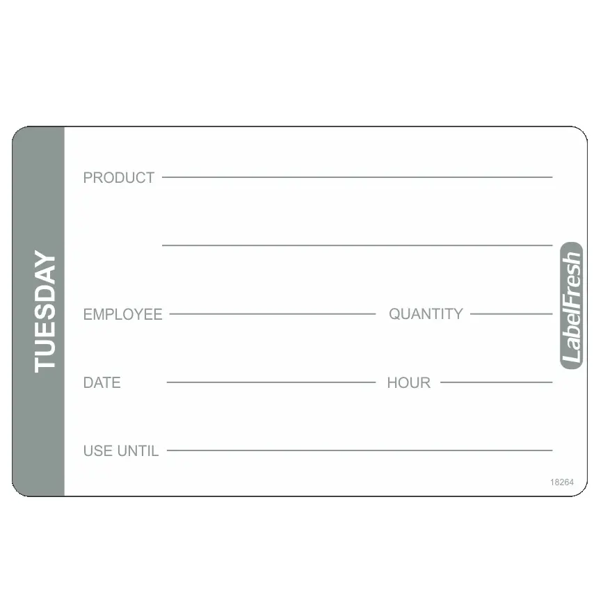 HACCP labels - ugedag - tirsdag, 7x4,5cm, LabelFresh Pro, (pk á 1000 stk.)
