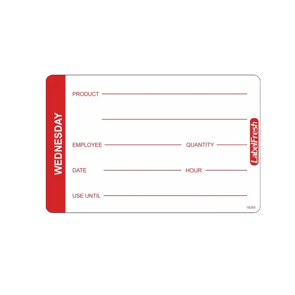 [44404] HACCP labels - ugedag - onsdag, 7x4,5cm, LabelFresh Pro, (pk á 1000 stk.)
