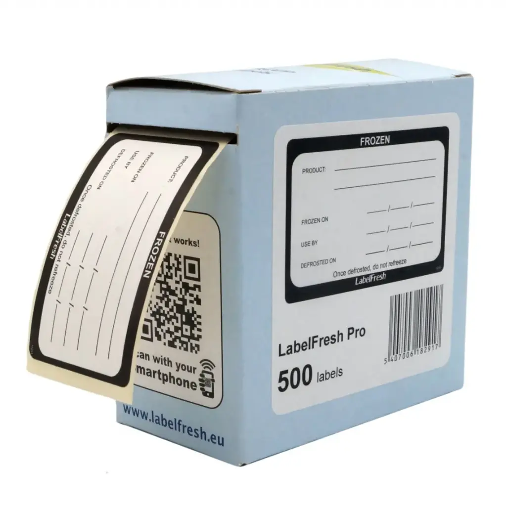 [44406] HACCP labels - frosne fødevarer, 7x4,5cm, LabelFresh Warning, (pk á 500 stk.)