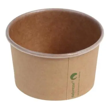 Isbæger, 180ml, 5oz, Ø8.5x5.2cm, kraftpap, PLA, bionedbrydelig, brun, (1000 stk.)