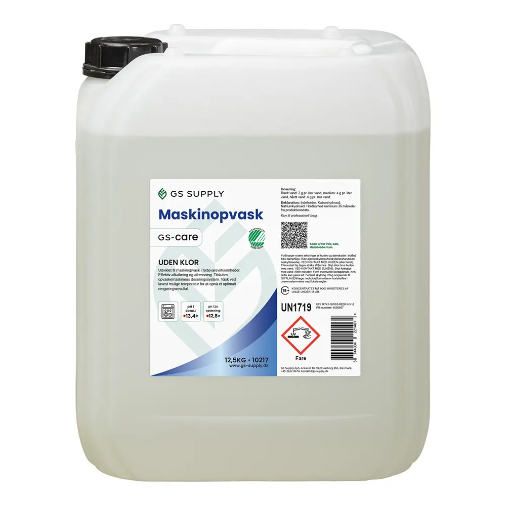 [10217] Maskinopvask uden klor, GS-Care, 12,5kg, 10L, (1 stk.)