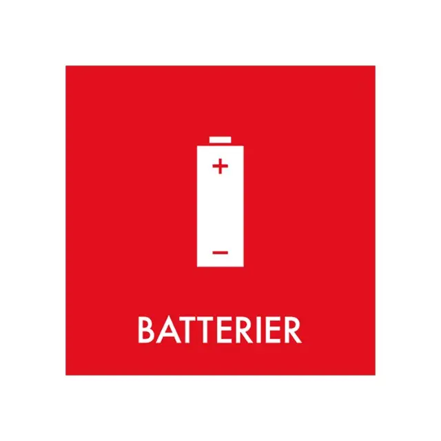 [44843] Piktogram til batterier, 12x12cm, rød, folie, selvklæbende, (1 stk.)