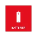 Piktogram til batterier, 12x12cm, rød, folie, selvklæbende, (1 stk.)