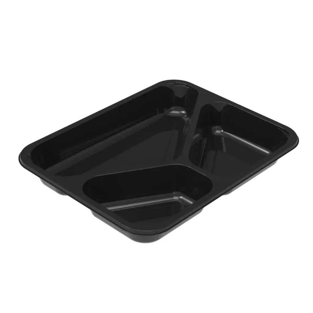 [44999] Bakke, 3-rum, 2227-3A, CPET, 150/210/400ml, 22.7x17.8x3cm, Sort, (492 stk.)