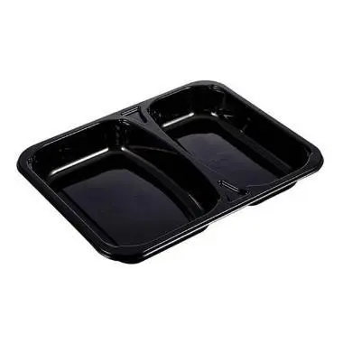 [45000] Bakke, 2-rum, 2227-2L, 330/440ml, 22.7x17.8x3cm, CPET, Sort, (360 stk.)