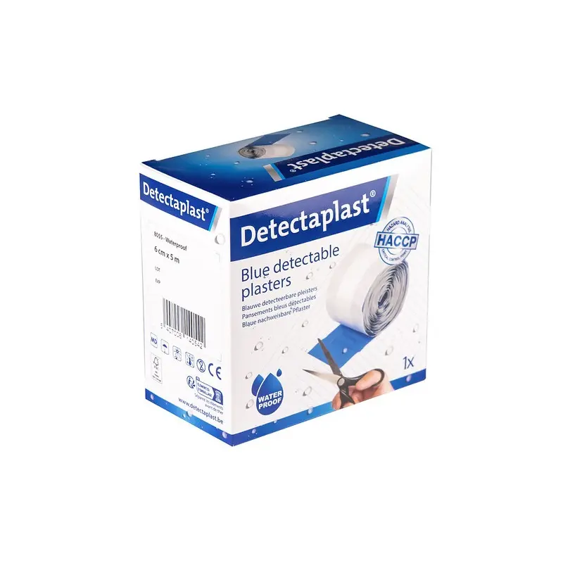 Detekterbar plasterrulle, vandtætte, 6cm x 5m, blå, Detectaplast, (1 stk.)