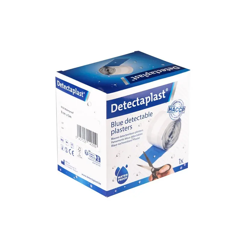 Detekterbar plasterrulle, vandtætte, 8cm x 5m, blå, Detectaplast, (1 stk.)