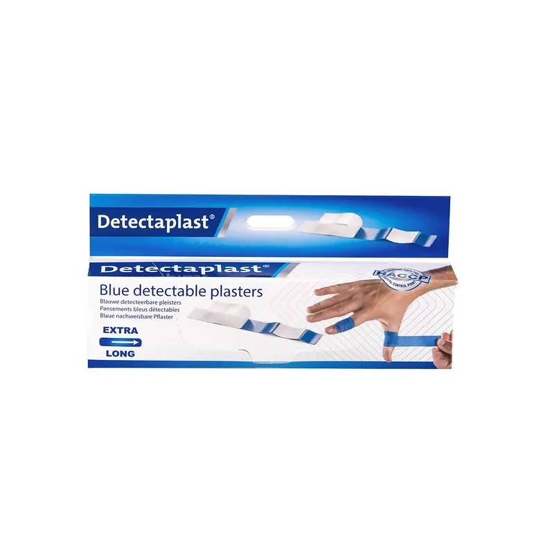 [45632] Plasterdispenser m/  50stk 180x20mm blå detekterbare & vandætte plastre, Detectaplast, (1 stk.)