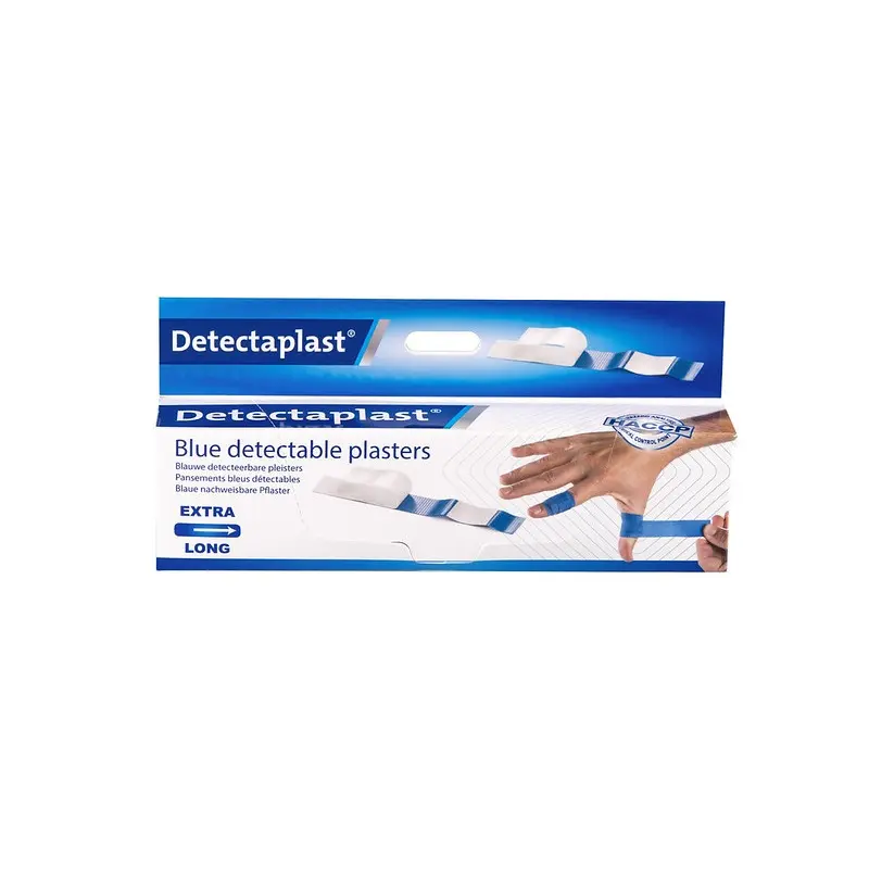 Plasterdispenser m/ 50stk 180x20mm blå vandætte plastre m/ super stretch, Detectaplast, (1 stk.)