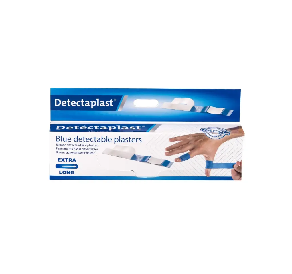 [45635] Plasterdispenser m/  50stk 180x20mm blå detekterbare plastre m/ super stretch, Detectaplast, (1 stk.)
