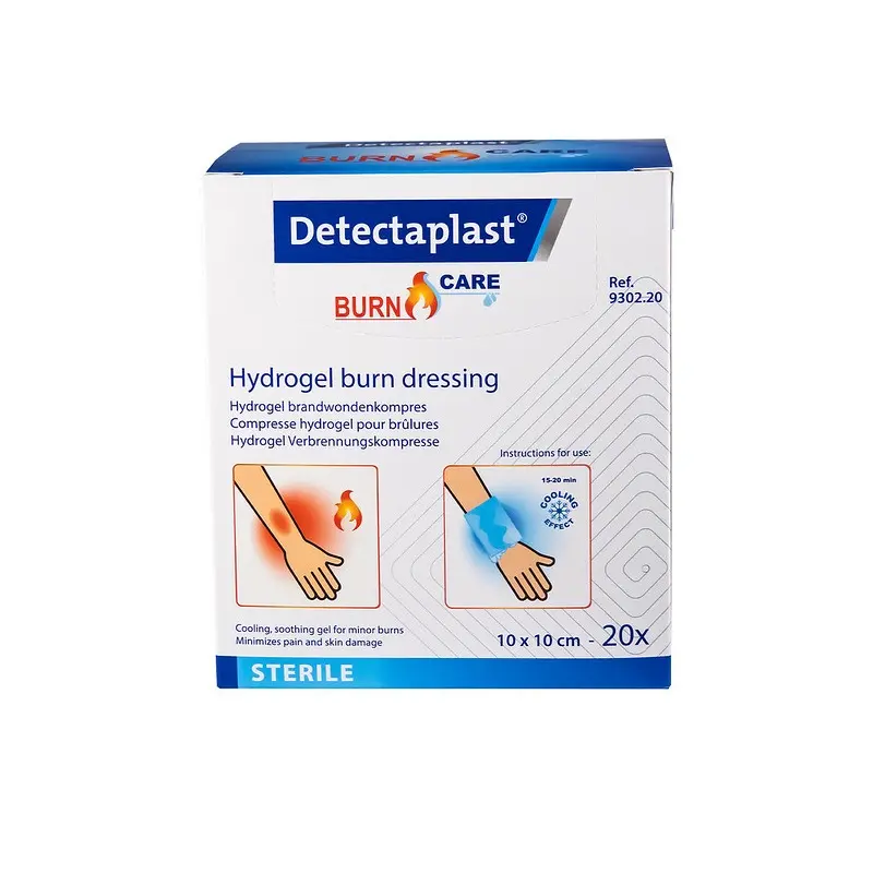 Brandsårsforbinding, 10x10cm, Detectaplast Hydrogel, (1 stk.)