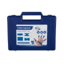 Plasterboks m/ detekterbare vandtætte plastre, blå, 110 stk blandet, Detectaplast, (1 stk.)