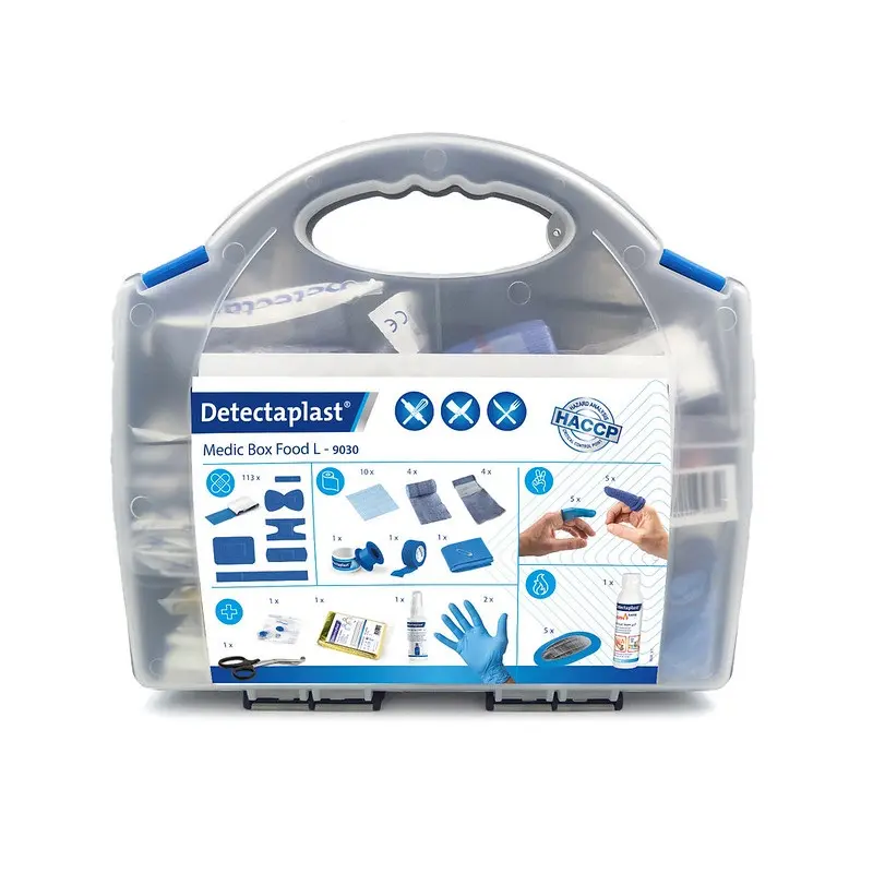 [45678] Stor plasterboks t/ fødevareindustrien, blå & detekterbare, Detectaplast, (1 stk.)