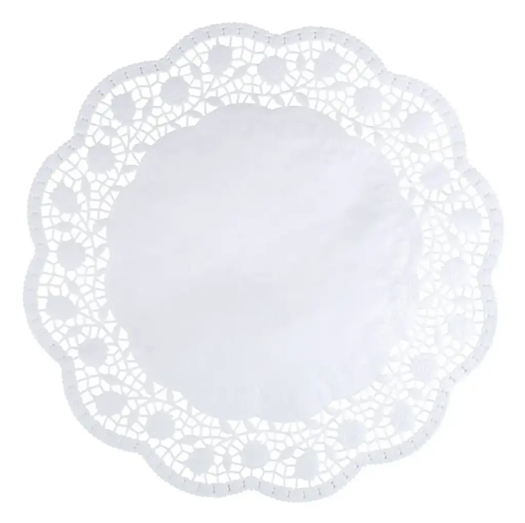 [45796] Kagepapir, Ø34cm, hvid, papir, udhugget, rund, (2000 stk.)