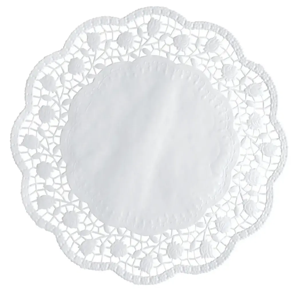 Kagepapir, Ø28cm, hvid, papir, udhugget, rund, (2000 stk.)