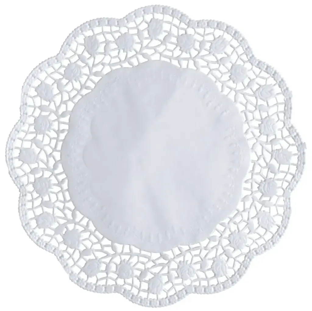Kagepapir, Ø20cm, hvid, papir, udhugget, rund, (5000 stk.)