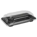 Sushibakke og låg, 1, 16x9x4,5cm, 320 ml, sort, PET, med gennemsigtigt låg, (400 stk.)