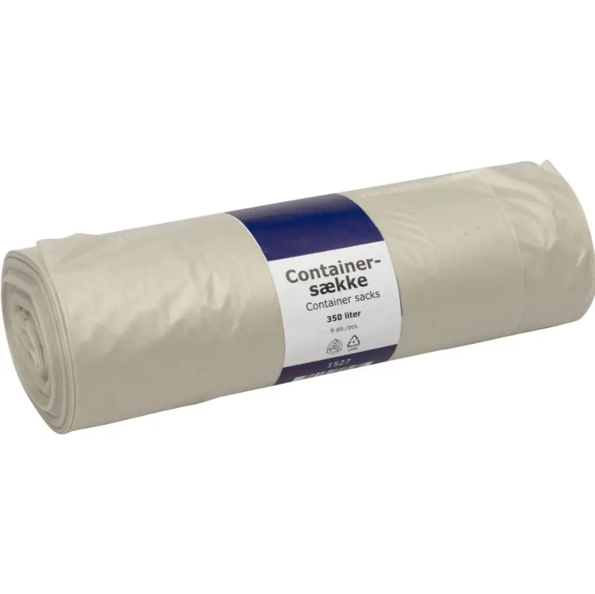 [45817] Containersæk, 350 l, klar, LDPE/genanvendt, 146x160cm, 40my, (10 rl á 9 stk, 90 stk.)