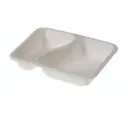 Transportbakke, Menu, PFAS-free, sukkerrørsfiber, 550/340ml, 2 rum, 22,7x17,8x4,5cm, hvid, HD biocoated, Naturesse, (250 stk.)
