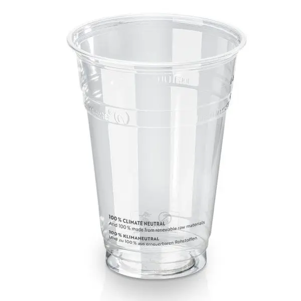Plastikkrus, PLA, 400ml, Ø9,6cm, printet SUP, glasklar, Naturesse, (1200 stk.)