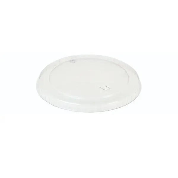 [46474] Låg, fladt, PLA, Ø10,5cm, stabelbar, glasklar, med antidug, Naturesse, (750 stk.)