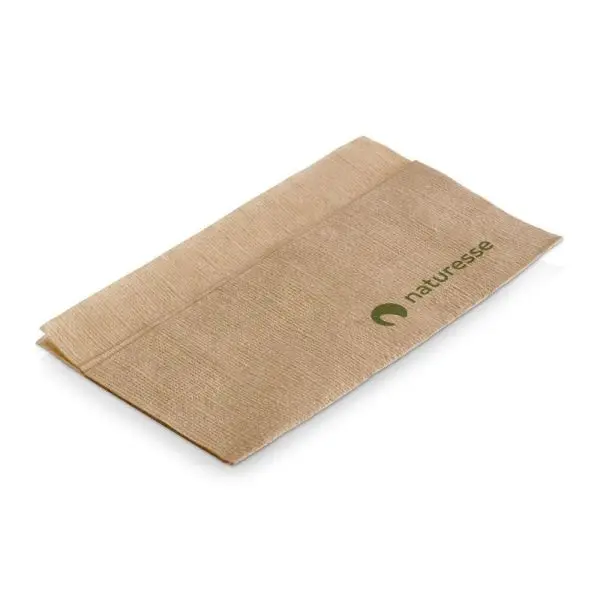 Serviet, papir, 32x33cm, 1lags, 1/8 fold, m logo print, brun, Naturesse, (7200 stk.)