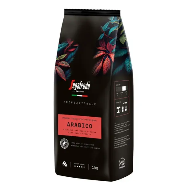 [46512] Italiensk kaffe - Helbønner, Segafredo Profezzionale Arabico, 1kg, (5 stk.)