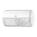 Papirdispenser t/ toiletpapir, Twin T4, ABS Plast, hvid, til almindelige 2 rl, Tork 557000, (1 stk.)
