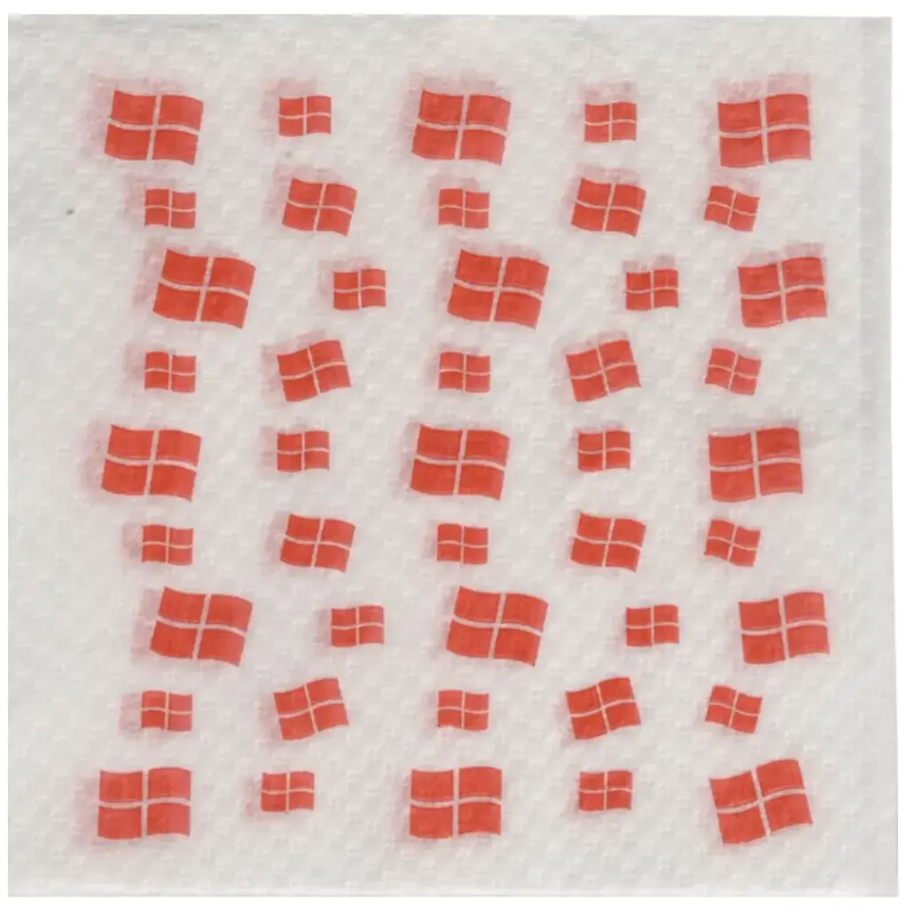 Servietter med flag, 1-lags, 1/4 fold, 33x33cm, hvid, nyfiber, (2400 stk.)