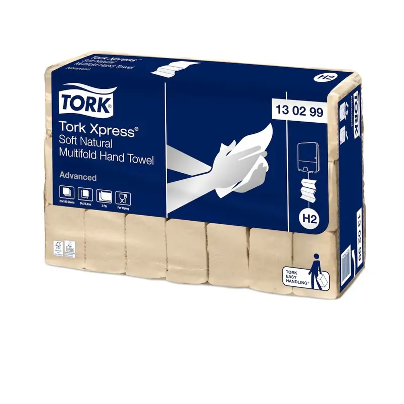 Håndklædeark, H2, Advanced, 24 cm, Z-fold, Tork Xpress Soft 130299, (21pk á 180 stk, 3780 stk.)